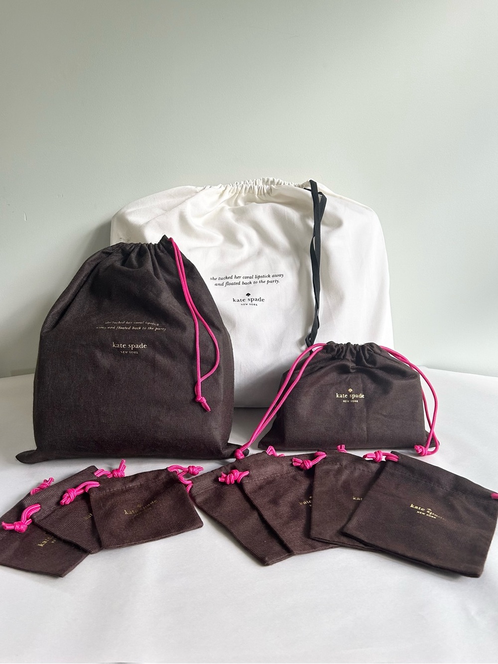 KATE SPADE New York 10 pc Dust Bag Bundle for Jewelry Wallet Medium or Large Bag